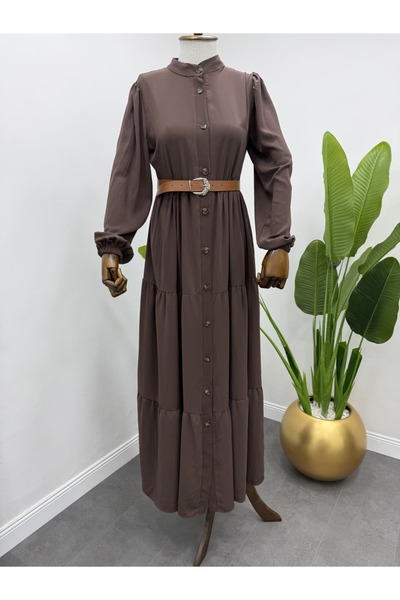 Afra Hakim Yaka Kemerli Tesettür Elbise
