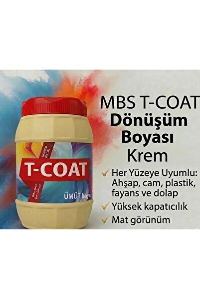 mbs kimya T-Coat Yeni Nesil Dönüşüm Boyası (Krem) Ahşap-Cam-Plastik-Duvar-Fay...
