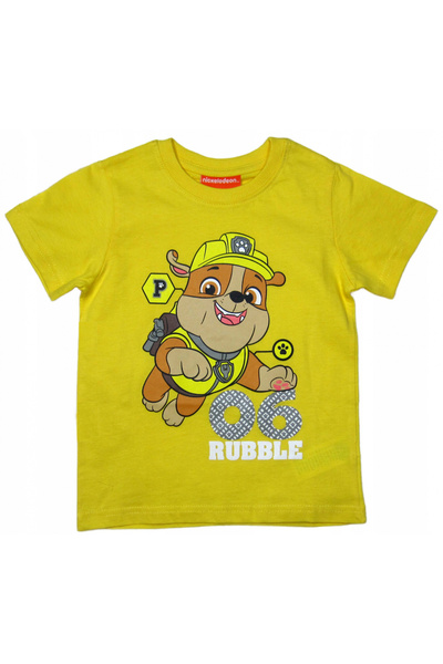 PAW PATROL Short sleeve cotton children's Rubble T-shirt 128 CM 8 years Yellow