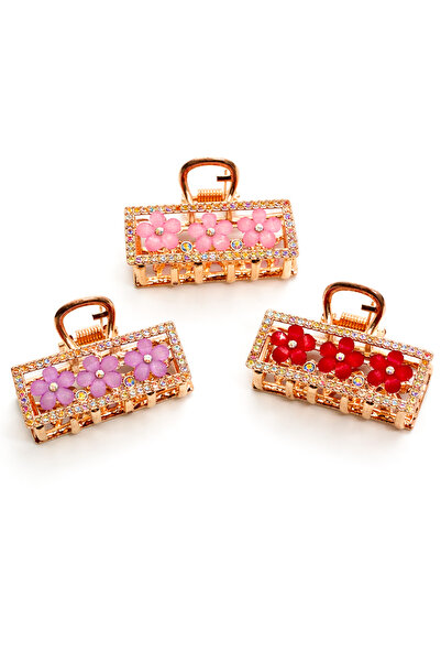 MakeWell Agrafă de păr cu detalii florale și pietre – Agrafă de păr pentru fe...