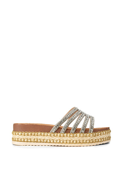 Deery Women's Silver Color Stone Slippers