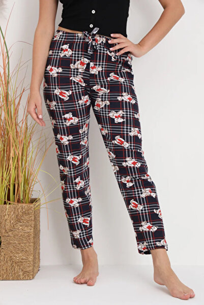 Serena Women's pajama pants with Checkered and teddy bears, loose fit, Cotton...