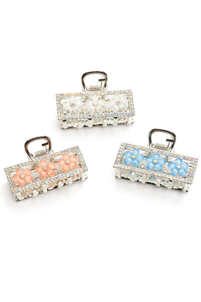 MakeWell Agrafă de păr cu detalii florale și pietre – Agrafă de păr pentru fe...