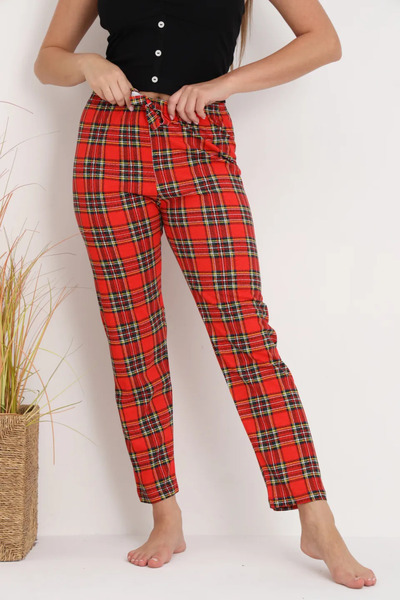 Serena Women's red Checkered pajama pants