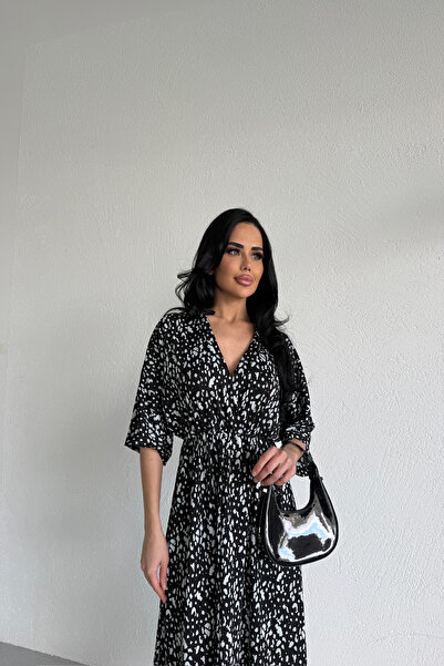 KAMACI BUTİK Kruvaze Collar Belden Elastic Dress