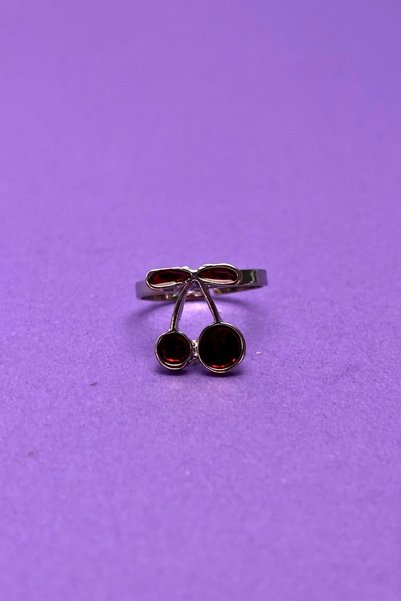 Begondio Chic and Modern Design with Cherry Motif Minimal Adjustable Women's Ring