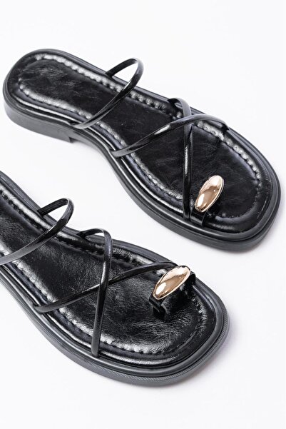 LİVAY STORE Women's Black Buckle Detail Terik