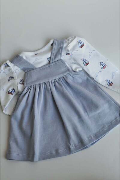 ToffyHouse Baby Girl Sailboat Print Dress with Long Sleeve Top