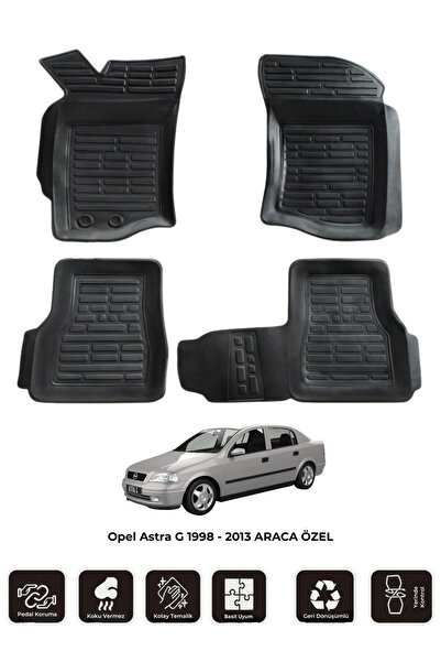 Opel Astra G 1998 - 2013 ARACA ÖZEL 3D Havuzlu Oto Paspas 4 Parça Kauçuk Araç Paspası Kaymaz Taban K