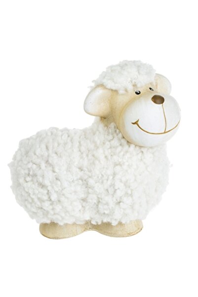 OEM Easter Decoration Ceramic Figurine White Sheep 15x9x14cm