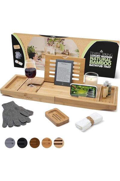 VipDeluXe Temple Spring Premium Bathroom Tub Stand, Bathroom Tub Tray