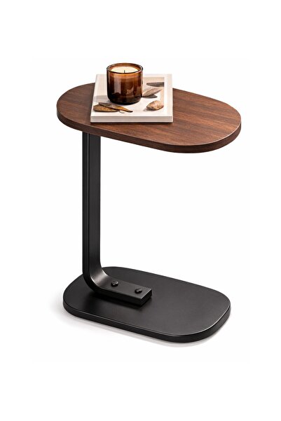TSUMAB Modern C-Shaped Side Table – Sofa & Bedside Snack Table with MDF Wood ...