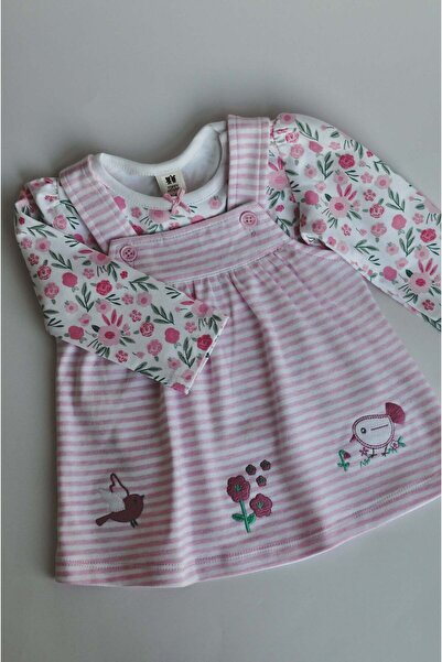 ToffyHouse Baby Girl Pink Stripe Dress with Floral Top