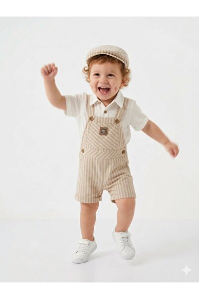 Kids Kingdom Cotton Piece Striped Shirt, Hat, Salopet Shorts, Overalls, Baby ...