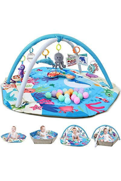 Arabest Baby Gym Play Mat,8-in-1 Tummy Time Mat,Washable Ball Pit, with Detac...