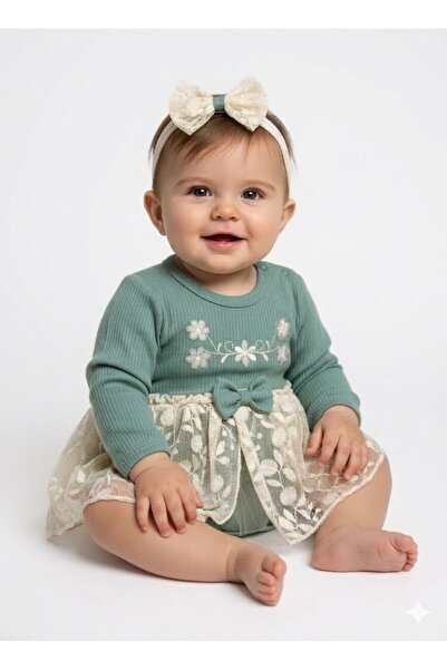Kids Kingdom Cotton Pcs Flower Embroidered Tulle Detail Baby Girl Dresses
