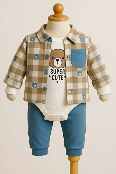 KapsülBebek 100% Cotton Piece 3-Piece Baby Boy Set