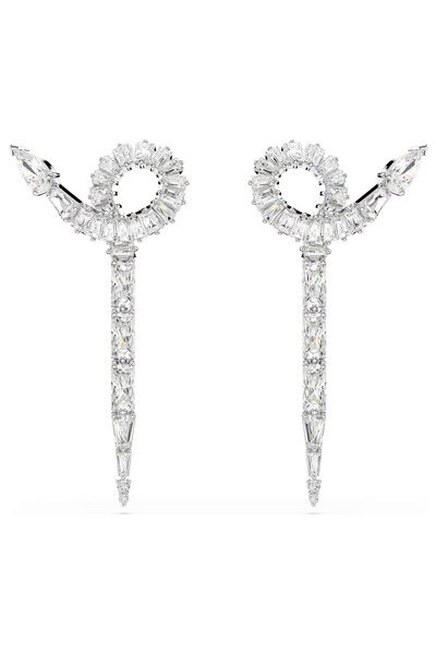 Swaroski Snake drop earrings Mixed cuts, Year of the Snake, White, Rhodium pl...