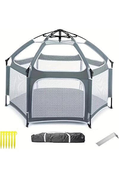 Arabest حظيرة لعب محمولة للأطفال مع مظلة، خيمة لعب داخلية وخارجية قابلة للطي ...