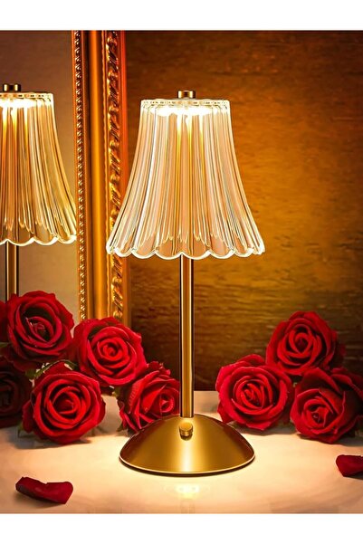 Arabest Vintage Flower Cordless Table Lamp, 3-Color Dimmable Rechargeable Bed...