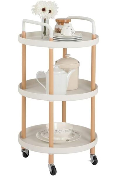 Arabest 3-Tier Rolling Utility Cart with Lockable Wheels, Mobile Storage Orga...