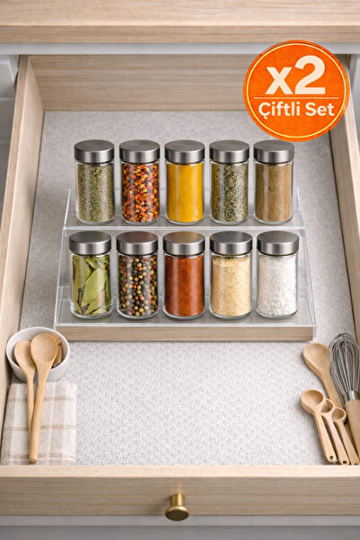 TutturX Organizer Plexi Transparent Stand Spice Rack Stand Drawer Organizer 2...