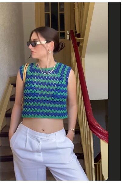 MEGA Megahan boutıque el örgü yazlık boho crochet trend bluz