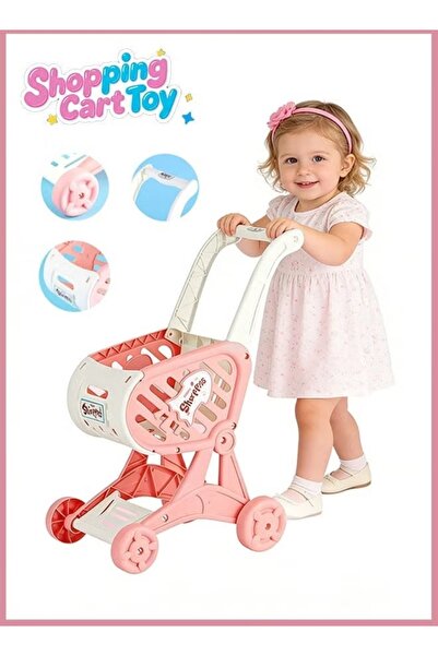 Generic عربة تسوق لعبة مطبخ لعبة عربة لعب عربة سوبر ماركت صغيرة للأعمار من سن...