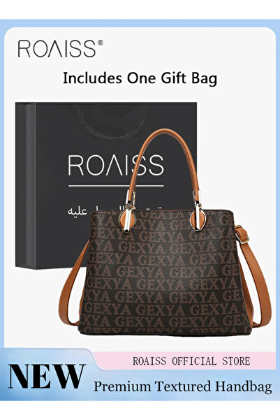 ROAISS Premium Letter Pattern Vegan Leather Classic Pattern Handbag for Women...