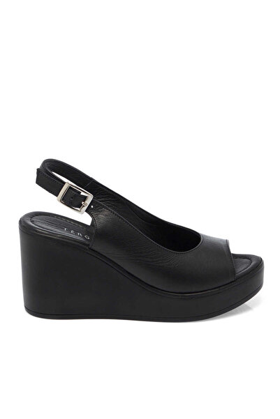 Tergan Siyah Hakiki Deri Kadın Sandalet - K25Y1SN67920-A23