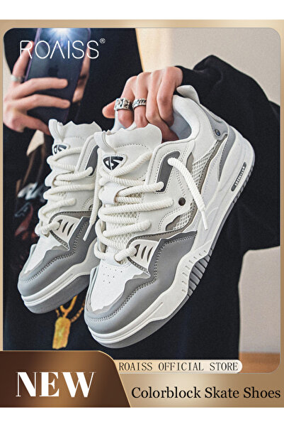 ROAISS Men Stylish Chunky Sneakers, Versatile Low Top Sneakers with Soft Lini...