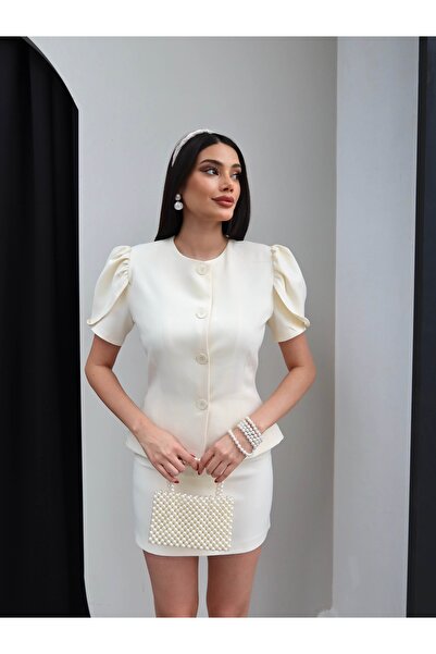 ESRAHELVACI Balloon Sleeve Jacket Skirt Set