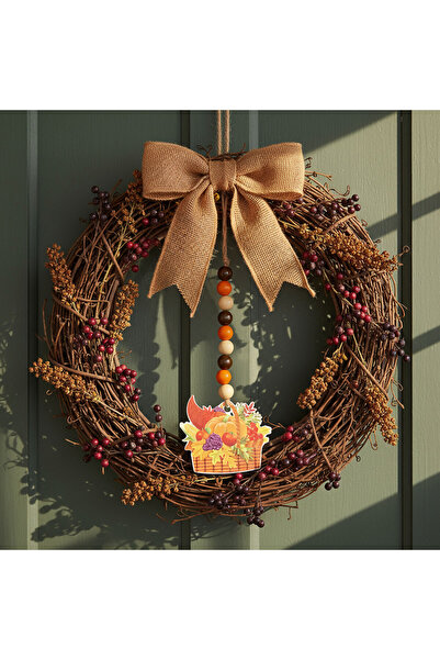 OEM Autumn decoration - basket of abundance - hanging - wood - 29 x 9 cm