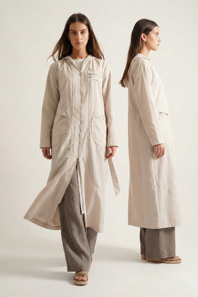 Ceremony Hooded Round Bag with Pocketed Zippers Safari Cap 813 Stone