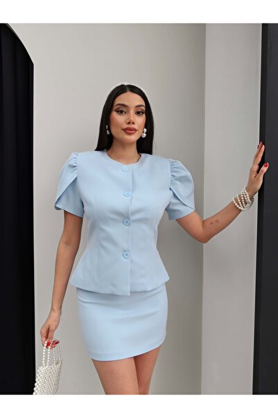 ESRAHELVACI Balloon Sleeve Jacket Skirt Set