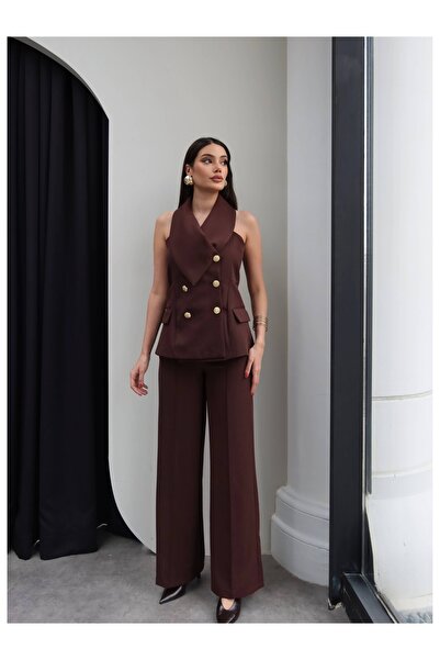 ESRAHELVACI Kruvaze Yelek Pantolon Takım