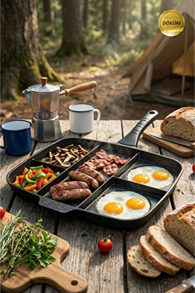 CHEFTİME Premium 5 Gözlü Döküm Kamp&Piknik Tavası