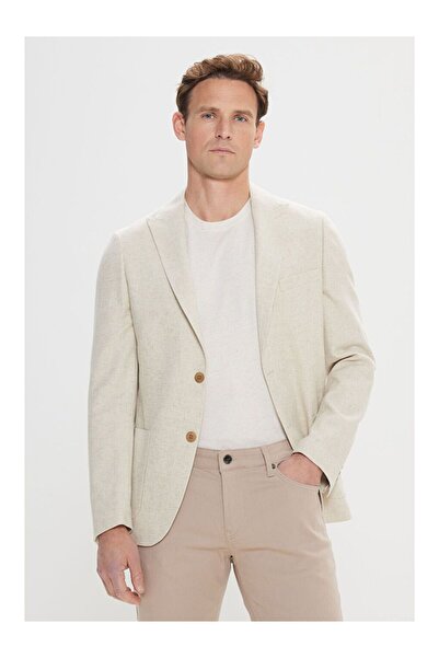 LC Waikiki Men's Beige Slim Fit Swallow Collar Casual Blazer Jacket