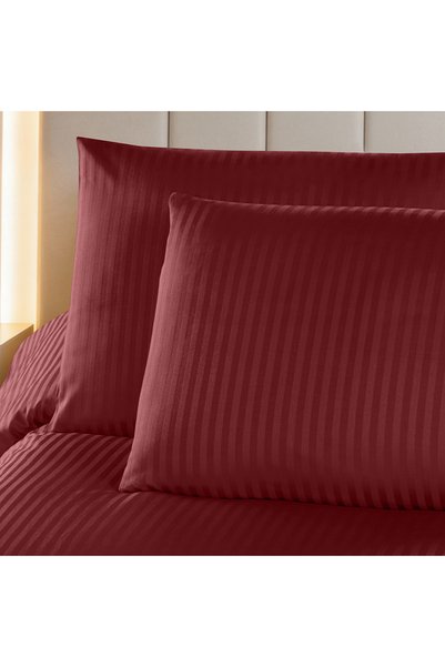 Altınbaşak Linestyle pentru două persoane bumbac 100% Set husă pilotă din satin (90 fire) Roșu Claret (3 piese) 200x220/50x70 Roșu Claret