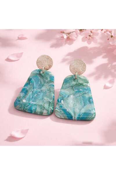 Dodemert Home أقراط بتصميم من الحجر الطبيعي والبوليمر الذهبي والإيبوكسي (مصنو...