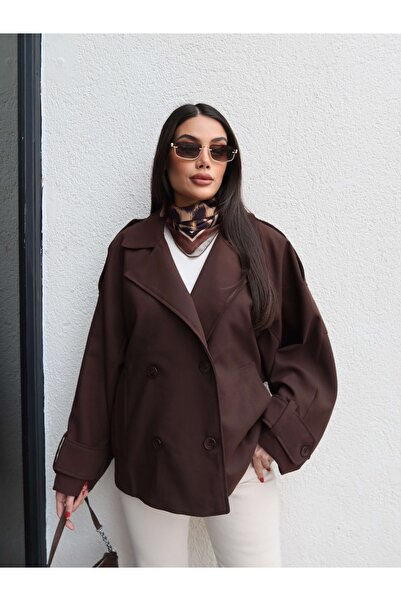 ESRAHELVACI Κοντή καμπαρντίνα με γιακά διπλό πέτο