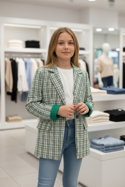 Minimoda Kids Jachetă blazer din țesătură tweed pentru fete