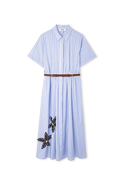 İpekyol Kontrast kemerli ve aplikeli gömlek elbise