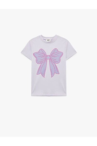 Koton Tricou din bumbac cu mânecă scurtă cu imprimeu cu fundă