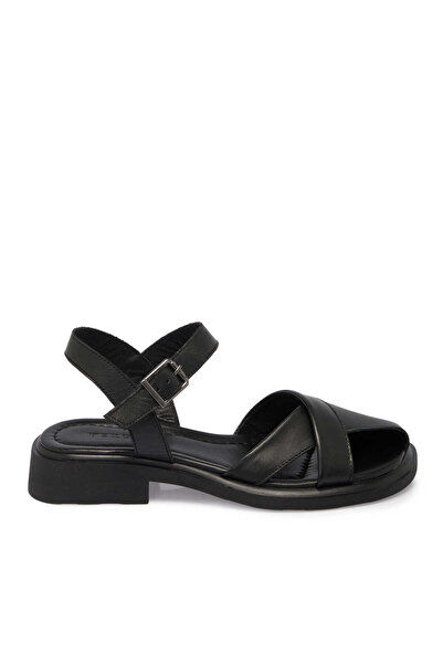 Tergan Siyah Hakiki Deri Kadın Sandalet - K25Y1SN67977-A23