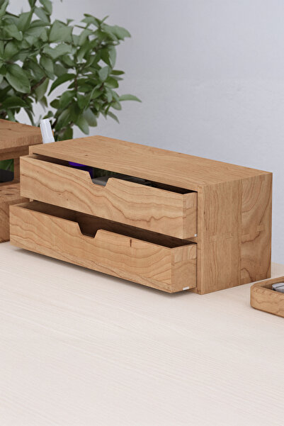 Woodsaka Desna Two-Tier, Two-Drawer Mini Cabinet |