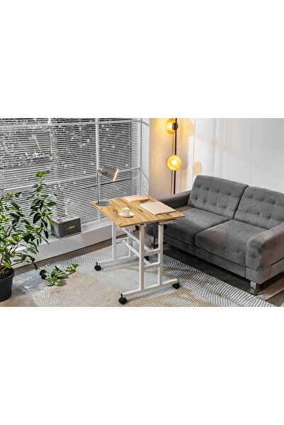 Vivense Yükseklik Ayarlı Laptop Masası, Çam Beyaz, 80X60