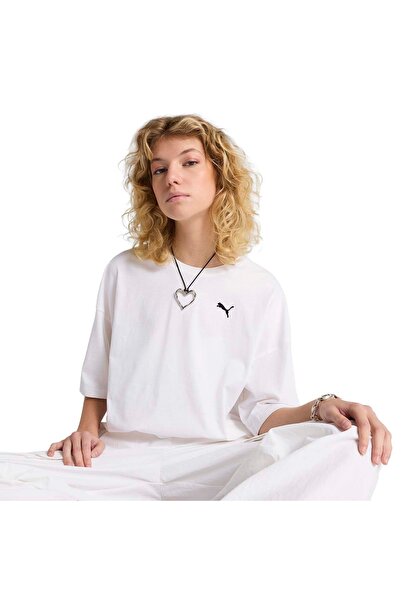 Puma Wardrobe Ess Oversized D تي شيرت نسائي أبيض كاجوال 62974302