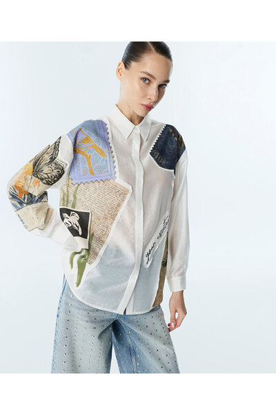 Twist SLOGAN VE GÖRSEL PATCH'Lİ GÖMLEK