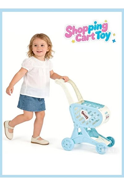 Generic عربة تسوق لعبة مطبخ لعبة عربة لعب عربة سوبر ماركت صغيرة للأعمار من سن...